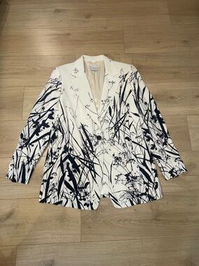 AKRIS Floral Print two tones color Blazer Jacket